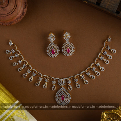 Swaros drop neckpiece - ruby
