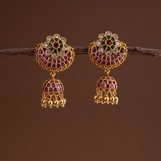 Kempu floral jhumkas -Minmini