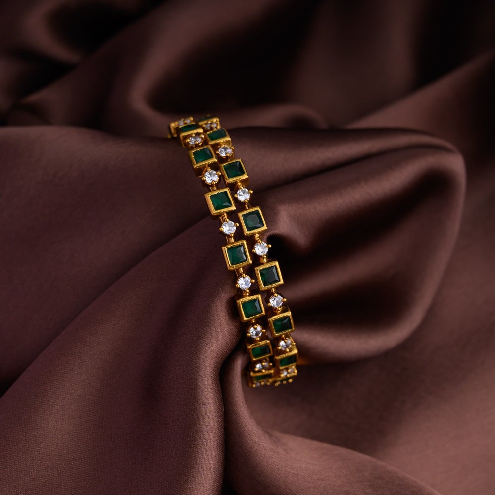 Green block bangles - varalakshmi