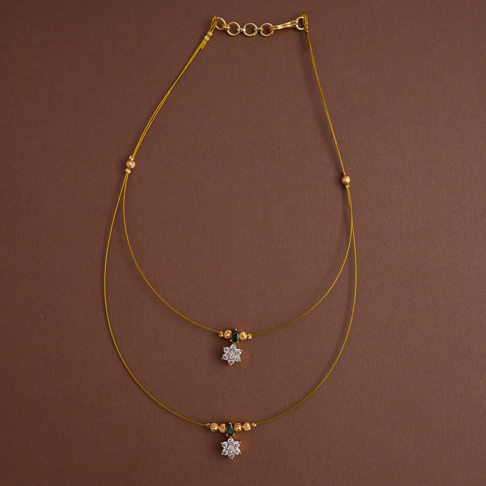 Dual layered invisible neckpiece [ emerald green with  nakshatra ] - Elegant on a budget- Gla - coral