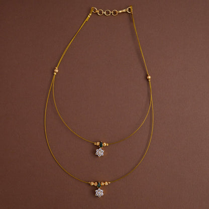 Dual layered invisible neckpiece [ emerald green with  nakshatra ] - Elegant on a budget- Gla - coral