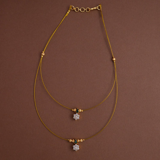 Dual layered invisible neckpiece [ emerald green with  nakshatra ] - Elegant on a budget- Gla - coral