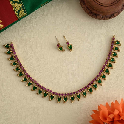 maangaz neckpiece set   - Onam - Nita - emmi - Emerald