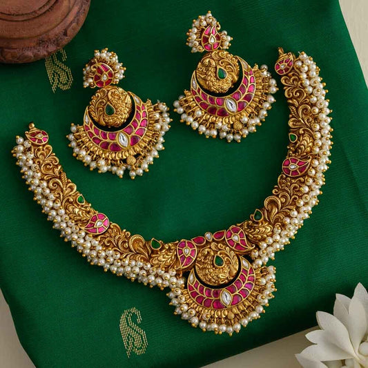 Jadau peacock neckpiece