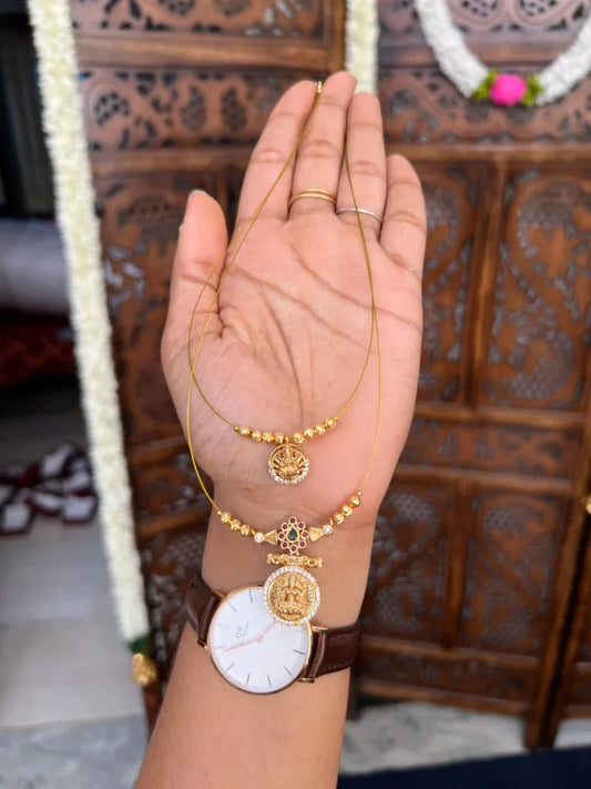 Dual layered invisible neckpiece - [ Lakshmi coin ]