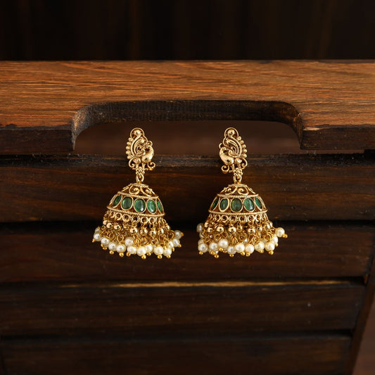 Cluster pearl peacock jhumkas - janvi