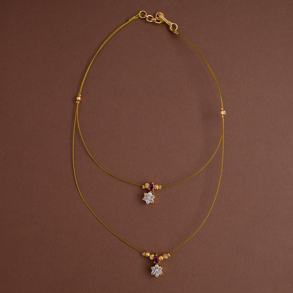 Dual layered invisible neckpiece [ ruby with  nakshatra ] - Elegant on a budget- Gla