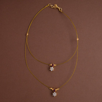 Dual layered invisible neckpiece [ ruby with  nakshatra ] - Elegant on a budget- Gla