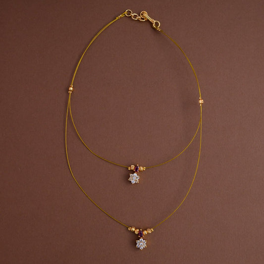 Dual layered invisible neckpiece [ ruby with  nakshatra ] - Elegant on a budget- Gla