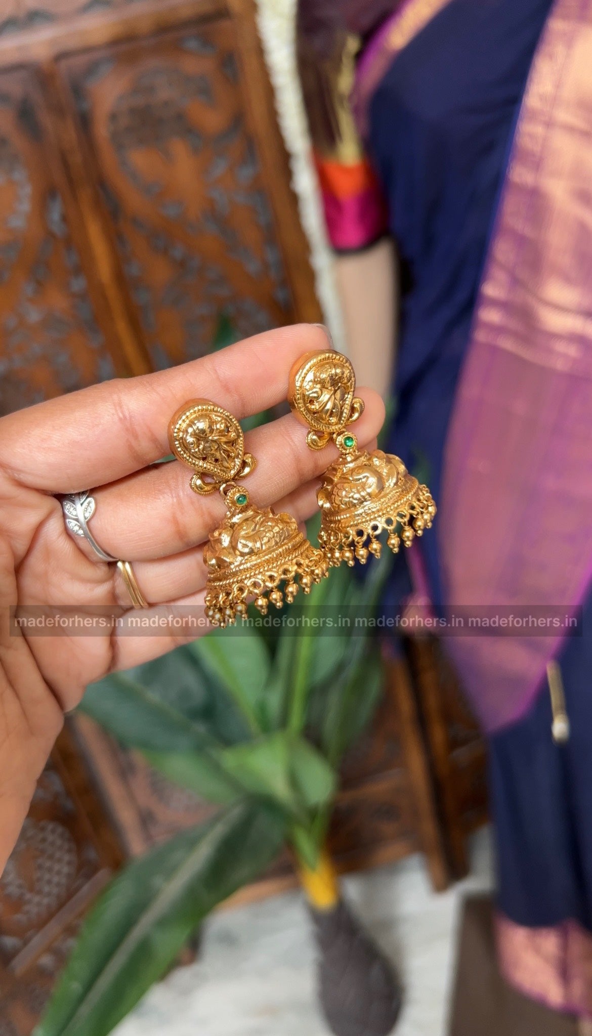 peacock jhumkas - - yazhi -Minmini