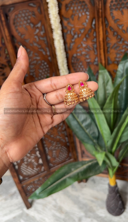 Ruby statement earring- - stud -Minmini