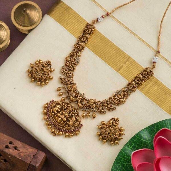 Nagasi neckpiece set  - Real gold inspired  - Swarnam