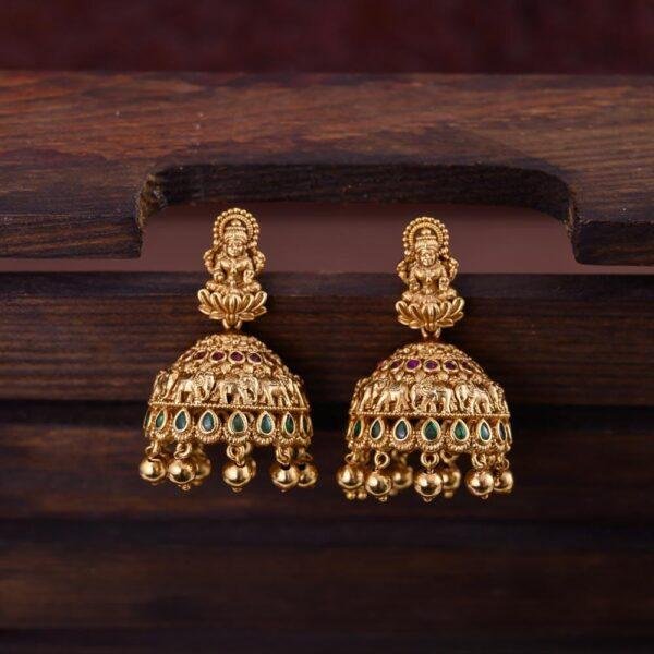 temple designer real gold inspired jhumkas - yazhi