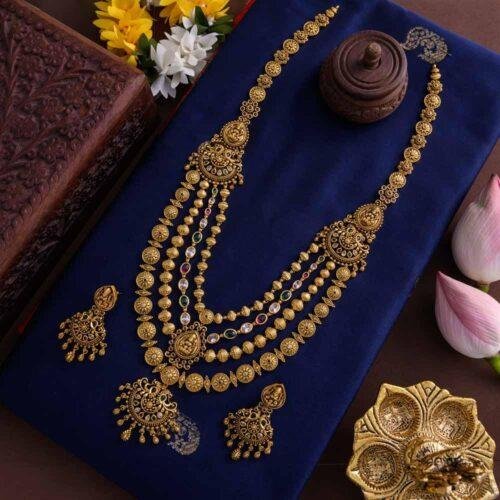 kaaviyam layered bold real gold inspired haaram