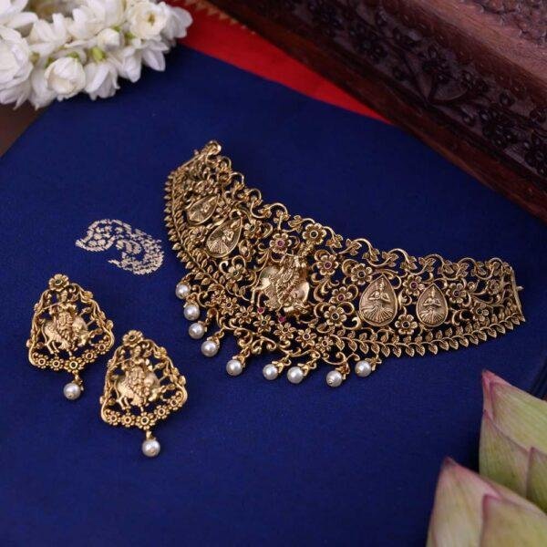 krishnar - neck filling statement choker  - Temple desighner- Swarnam