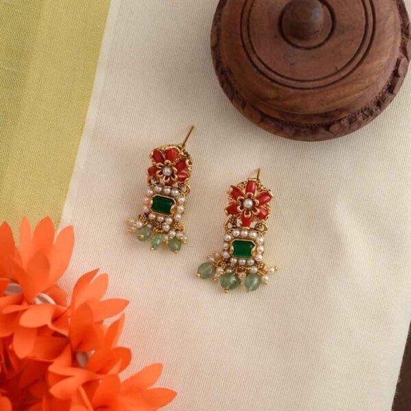Angaraka- temple designer coral neckpiece set - Image 2