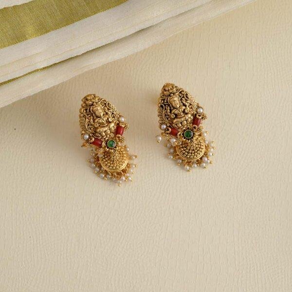 Angaraka - temple designer coral neckpiece set-Priyanka - Image 2
