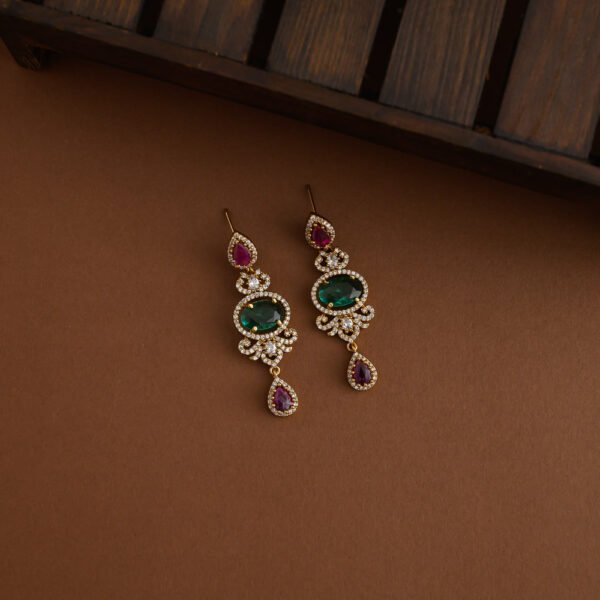 Lavender American diamond peacock party wear-vairam - Image 2