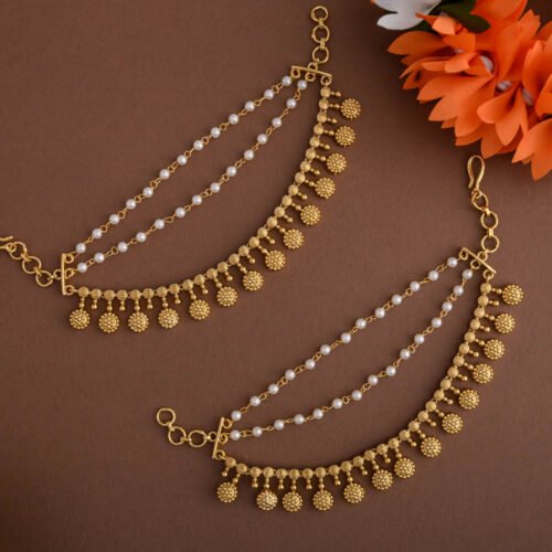 Floral coin earchains