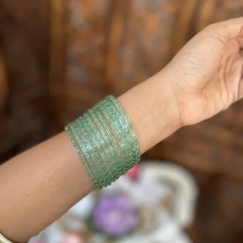 Rain drop bangle - [ pestle green ] - Aadhira- Diamond