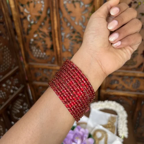 Rain drop bangle - [ maroon ] -Aadhira- Diamond