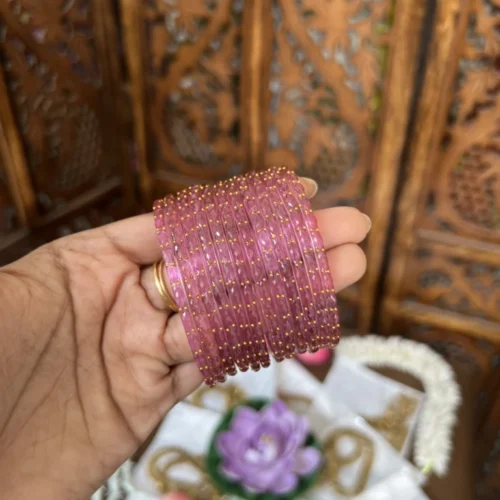 Rain drop bangle - [ onion pink ] - Aadhira- Diamond