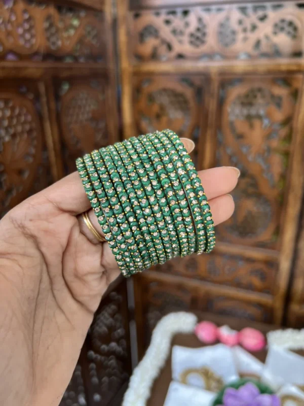 Rain  drop bangles - [ emerald green ] - Tharini