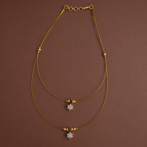 Dual layered invisible neckpiece [ emerald green with  nakshatra ] - Elegant on a budget- Gla