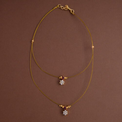 Dual layered invisible neckpiece [ ruby with  nakshatra ] - Elegant on a budget- Gla