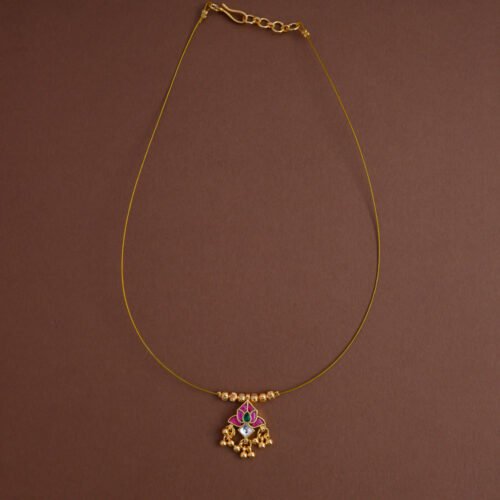 Jadau invisible neckpiece [ one tamara with golden beaded ]- Gla