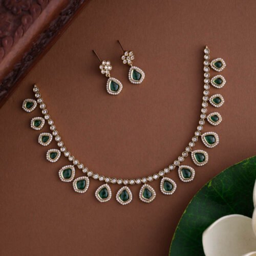 Mirza party wear neckpiece - green-sephoria