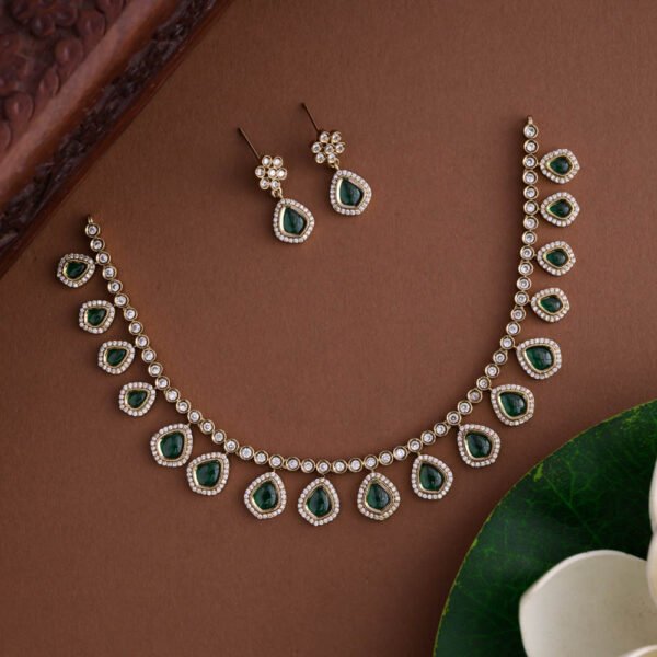 Mirza party wear neckpiece - green-sephoria