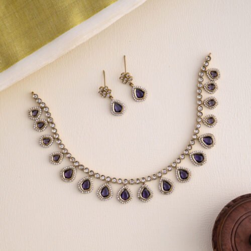 Mirza party wear neckpiece - purple -sephoria