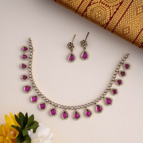 Mirza party wear neckpiece - ruby -sephoria