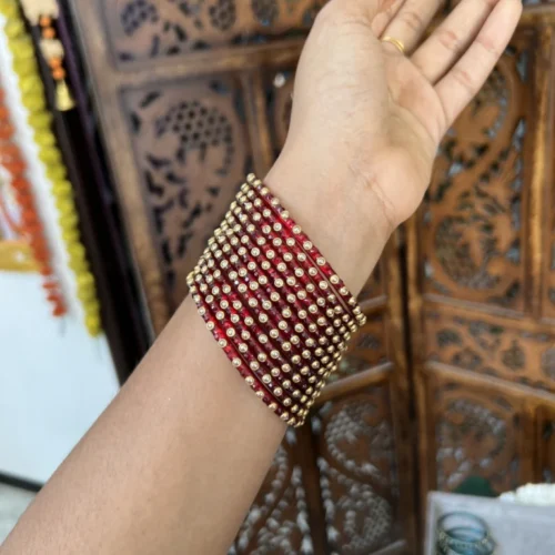 Rain drop bangle - [ maroon ] - Nila