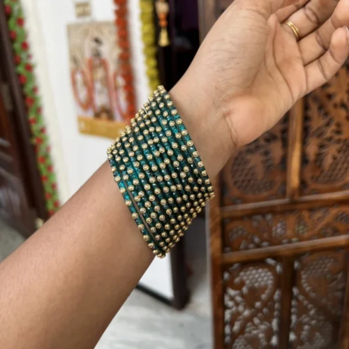 Rain drop bangle - [ Peacock green ] -Nila
