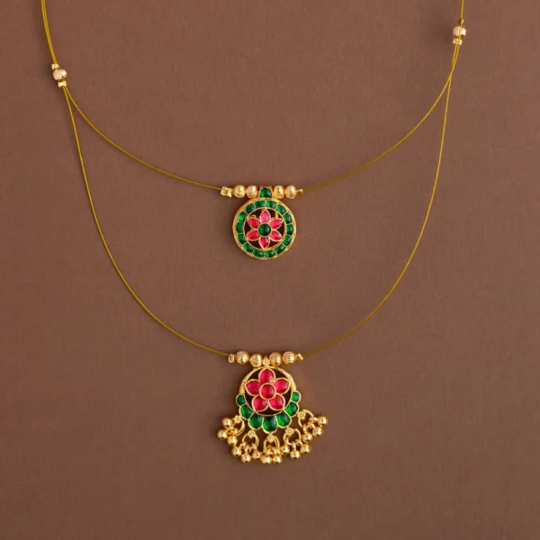 Dual layered jadau invisible neckpiece- Gla - Image 2