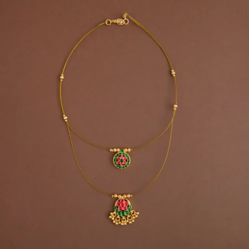 Dual layered jadau invisible neckpiece- Gla
