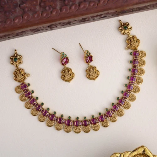 Ruby Lakshmi coin neckpiece
