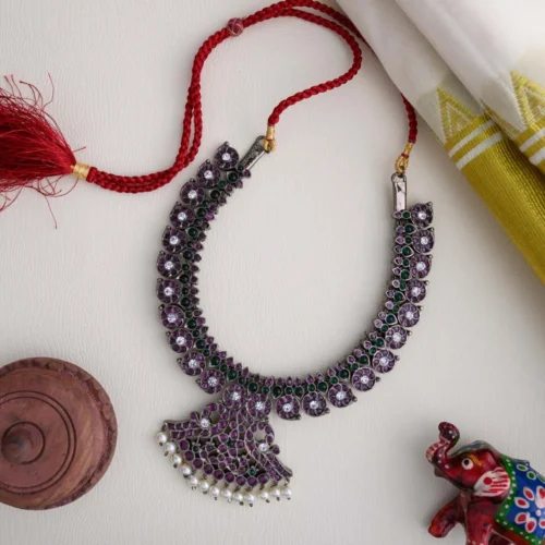 Anicham neckpiece - Black silver