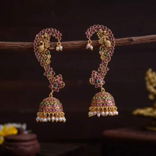 Peacock floral earcuff - Thaanya
