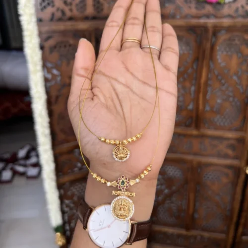 Dual layered invisible neckpiece - [ Lakshmi coin ]