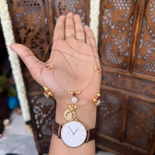Dual layered invisible neckpiece  - [ drop , nakshatra  , Lakshmi coin ]