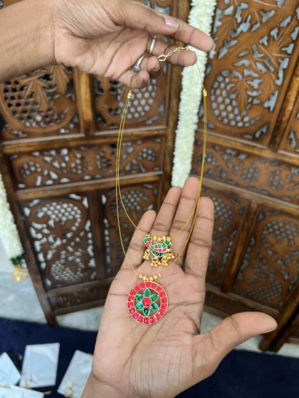 Dual layered invisible neckpiece -  [ parrot and floral coin ]